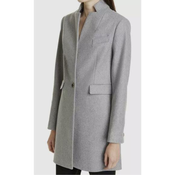 Ted Baker Bianza Wool Cashmere Coat Sz 5 US 12 Classic Gray Cozy Warm Comfy NWOT
